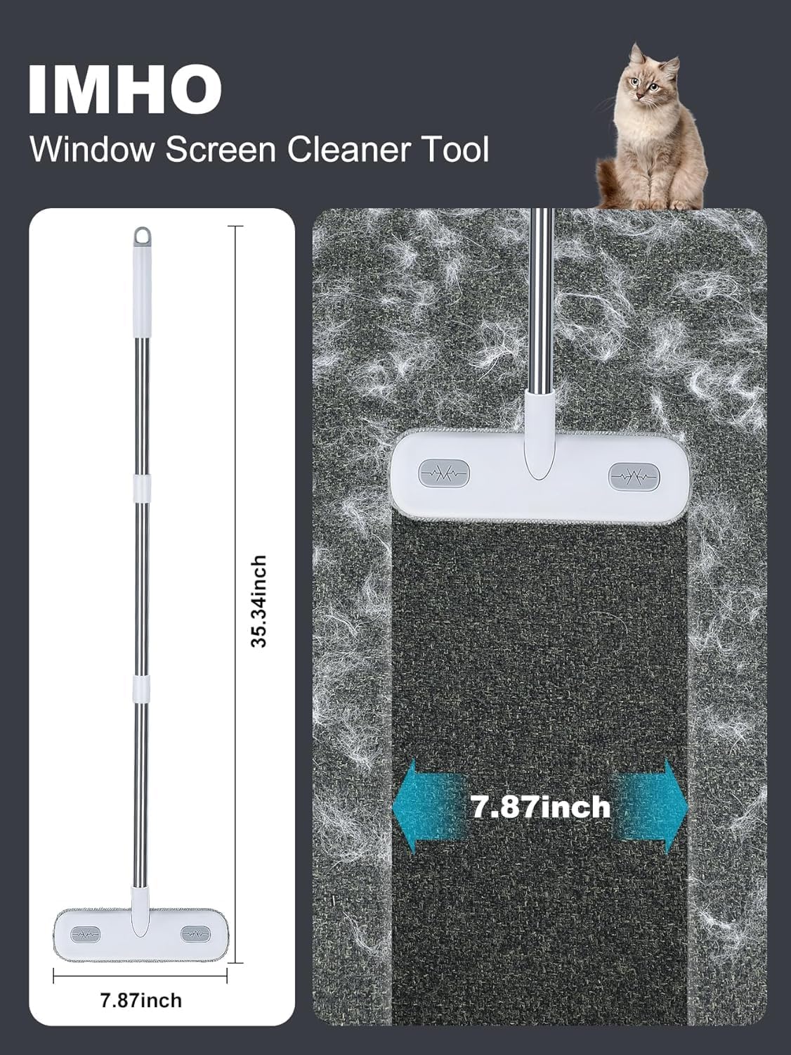 IMHO Cleaning Brush for Window Screen, Screen Cleaner Tool, 2 in 1 Mesh Screen Cleaning Brush, Small Brush for Patio, Door, Porch Screens, White &Grey Brush Cleaners for Screen