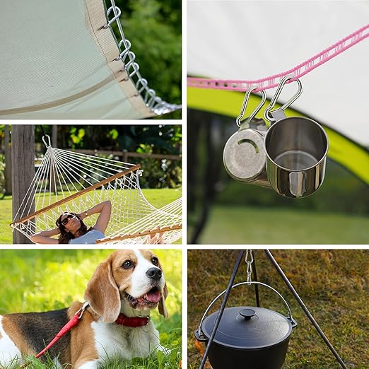 Small Carabiner Clip Hooks, 304 Stainless Steel Spring Snap Hook Fits Camping - Image 5
