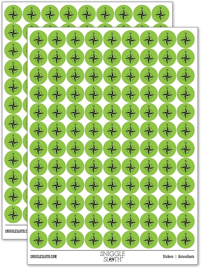 Compass Rose Nautical Star Navigation Map 200+ Round Stickers by Sniggle+Sloth