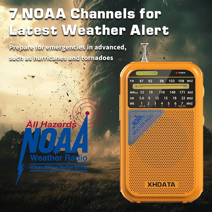 XHDATA D221 NOAA Weather Radio Portable AM FM Shortwave Radio Receiver - Image 2