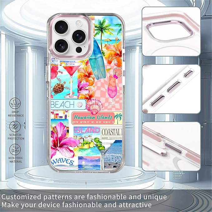 Case for iPhone 15 Pro, Coastal Beach Cover Coquette Collage Phone Case - Image 2