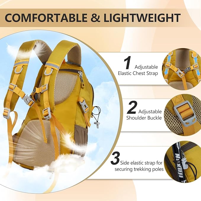 Hiking Backpack With Rain-cover, 30L Travel Backpacks - Image 5