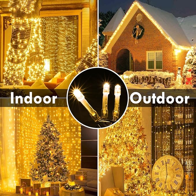 288FT 800LED Extra-Long String Lights Indoor Outdoor Clear Wire, Warm White - Image 6