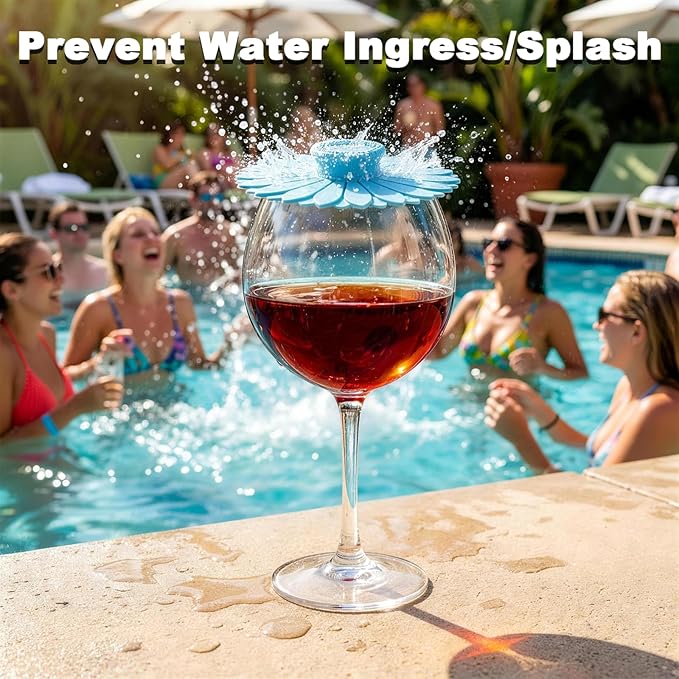 Goodluck Floating Pool Wine Glasses Set of 2, 18oz Tritan Shatterproof Stemware - Image 4