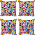 Ambesonne Abstract Throw Pillow Cushion Case Pack of 4, Colored Alphabet by Ambesonne