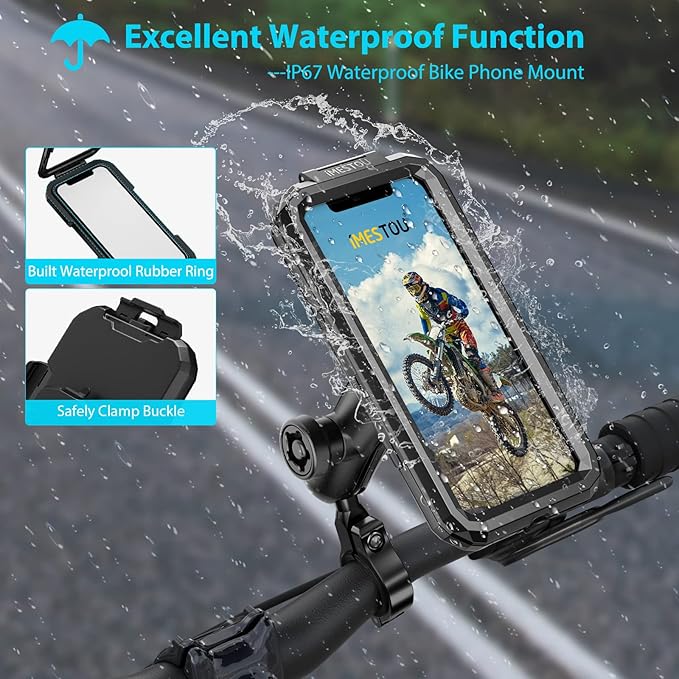 iMESTOU Anti-Theft Waterproof Motorcycle Phone Holder Bike Phone Mount 1" Ball - Image 2