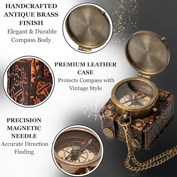 Handmade Brass Antique Compass - Image 3