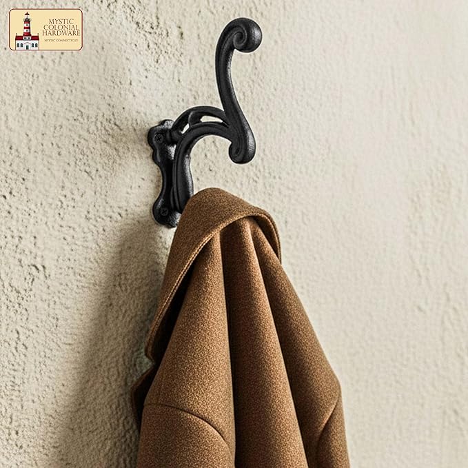Mystic Colonial Rustic Cast Iron Wall Hooks, Heavy Duty Coat Hooks - Image 5