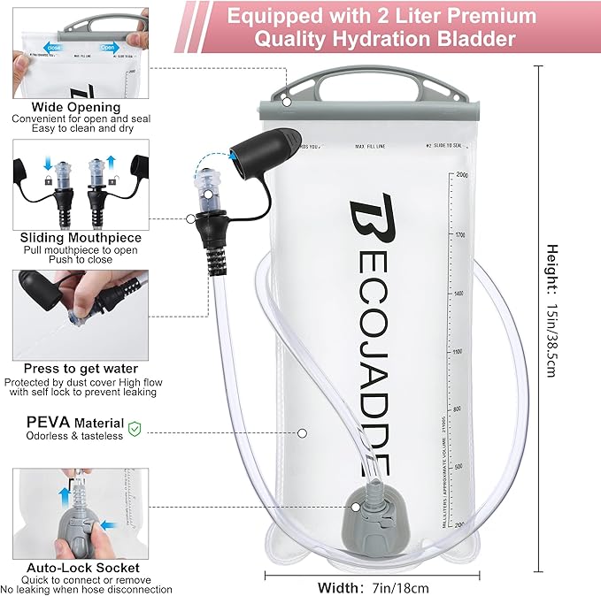 BECOJADDE Running Vest Hydration Backpack - Image 5