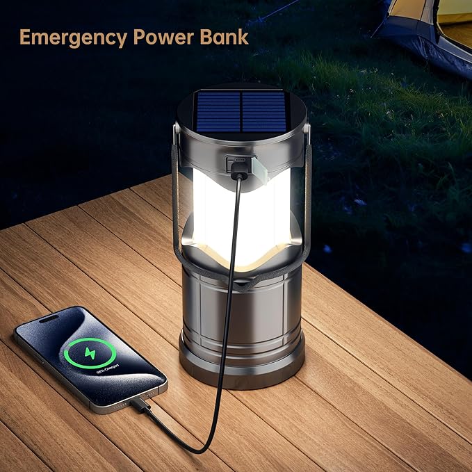 Lichamp 2-Pack Solar Camping Lantern, USB Rechargeable LED Lanterns Battery - Image 4