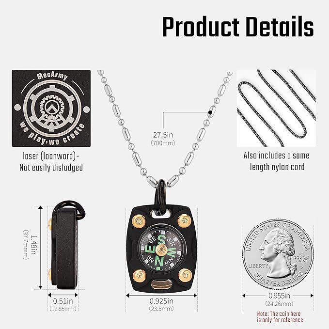 MecArmy Mini Titanium/Brass Compass, Waterproof IPX5 Pocket Compass - Image 3