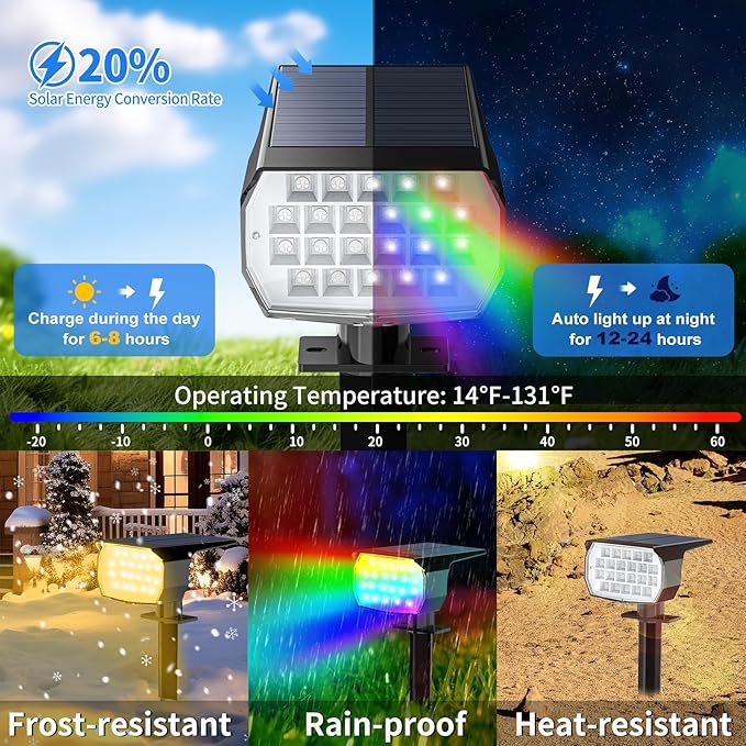 WENATY Solar Spot Lights Outdoor Color Changing, Christmas Landscape Spotlights - Image 5