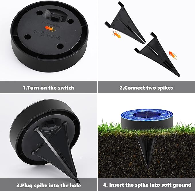 Joomer Solar Ground Lights, 8 Pack 8 LED Solar Lights Outdoor IP68 Waterproof - Image 5