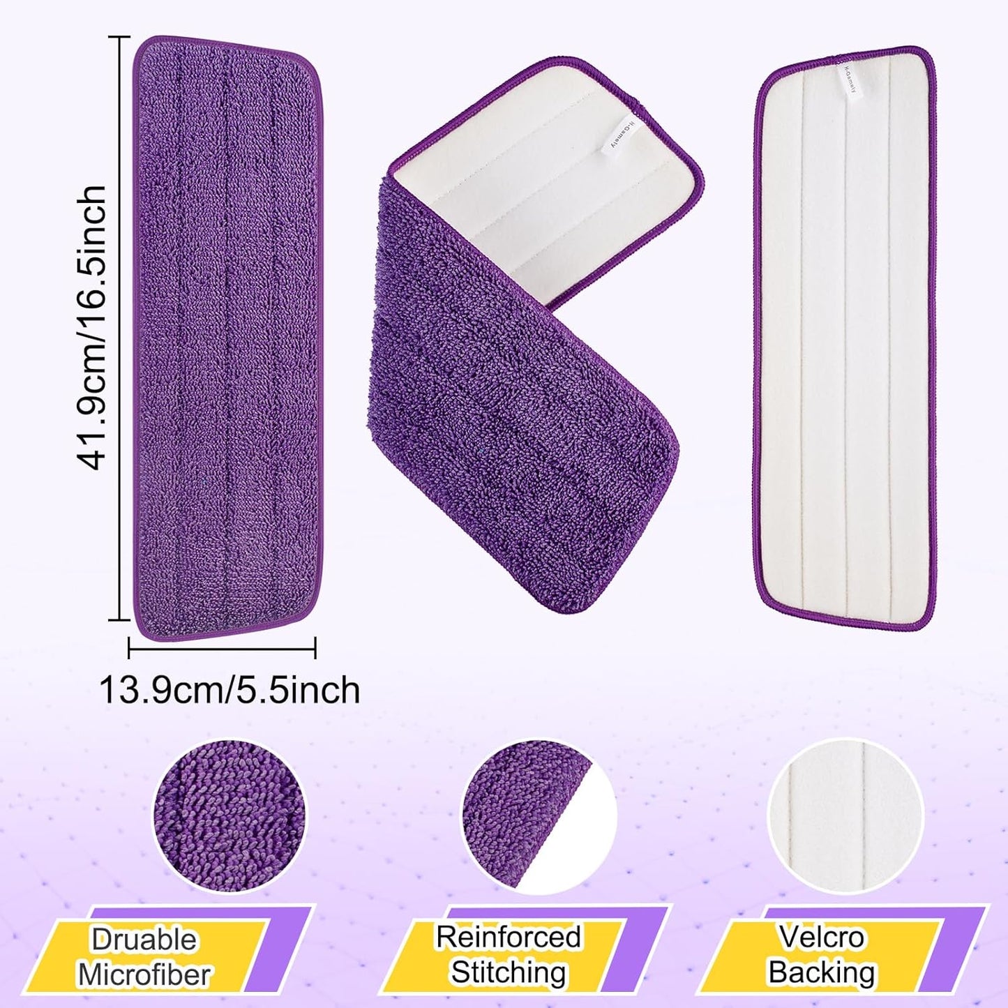 16.5 Inch Reusable Mop Pads Microfiber Spray Mop Replacement Heads for Wet/Dry Mops Compatible with Bona Floor Care System (6 Pack)