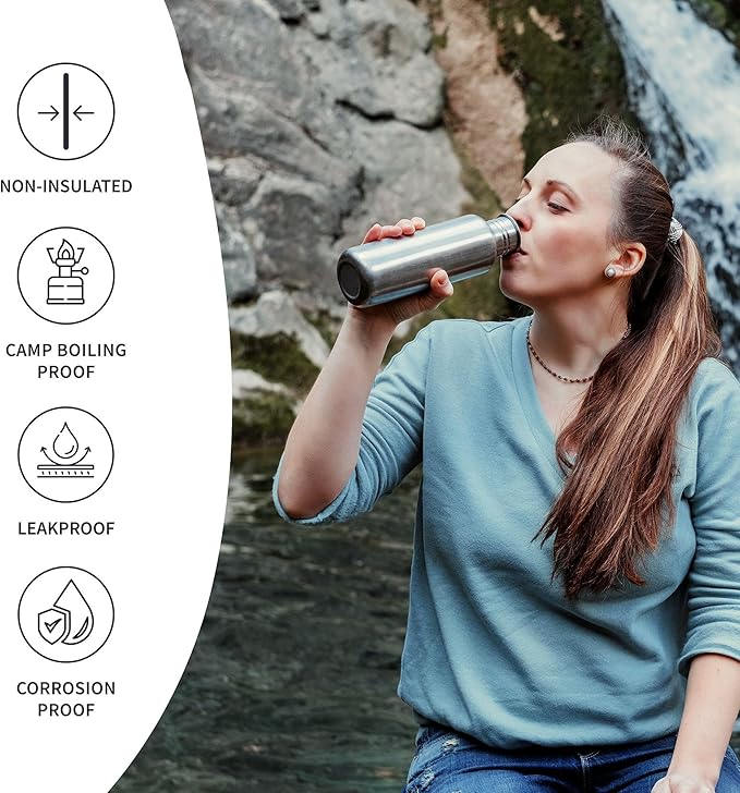 Bambaw Water Bottle 500 ml Eco Non-Insulated Stainless Steel Sports Bottle - Image 3