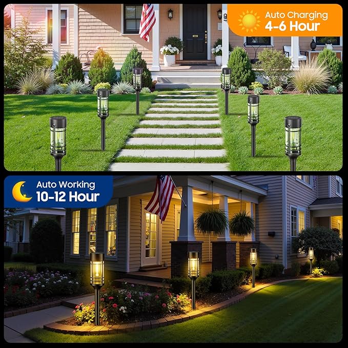 LETMY Solar Pathway Lights Outdoor, 8 Pack Solar Lights Outdoor Waterproof IP65 - Image 2