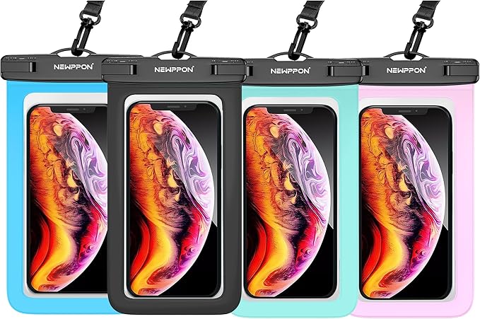 Waterproof Cell Phone Pouch : 4 Pack Float Clear Cell Holder Protector by Newppon