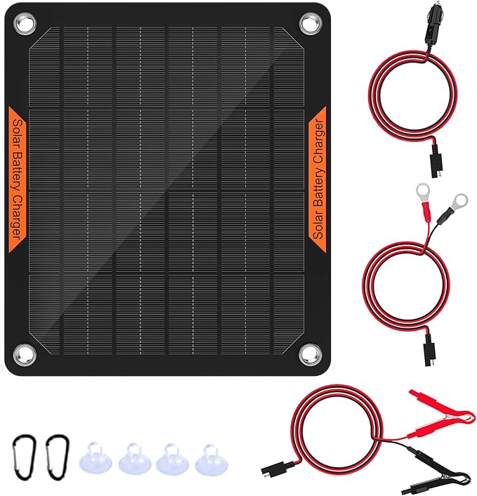 OYMSAE 12V Solar Battery Charger ，5W Waterproof Solar Battery Maintainer by OYMSAE
