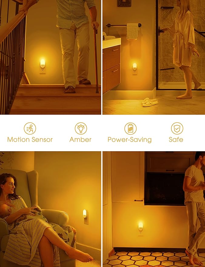 L LOHAS LED Amber Night Light, 4 Pack, Night Lights Plug into Wall Motion Sensor - Image 7