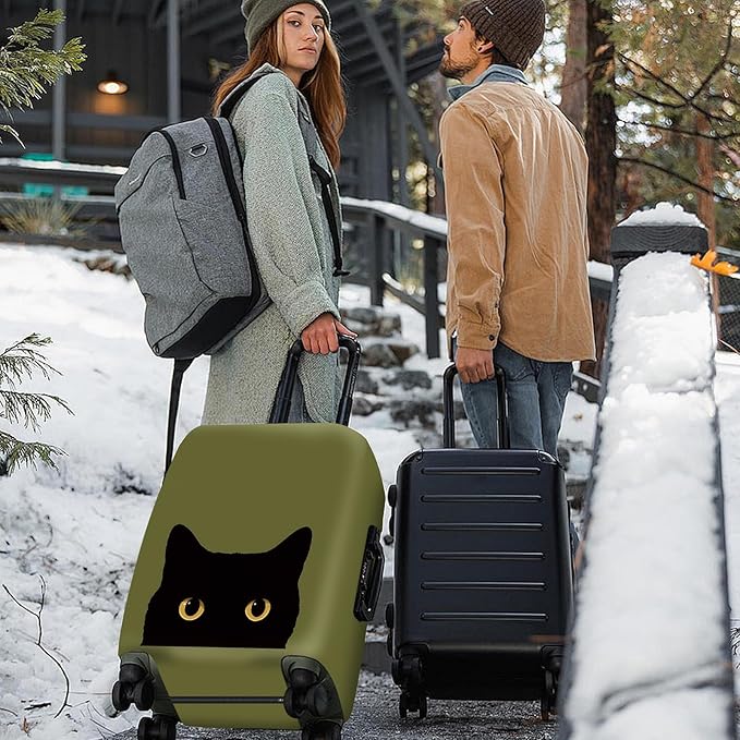 ANNA QUEEN Peeking Black Cat Luggage Cover, Cute Cat Eyes Design Suitcase - Image 2