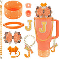 9PCS Orange for Stanley Cup Accessories Set Bling Initials Bow Charms for by Unknown