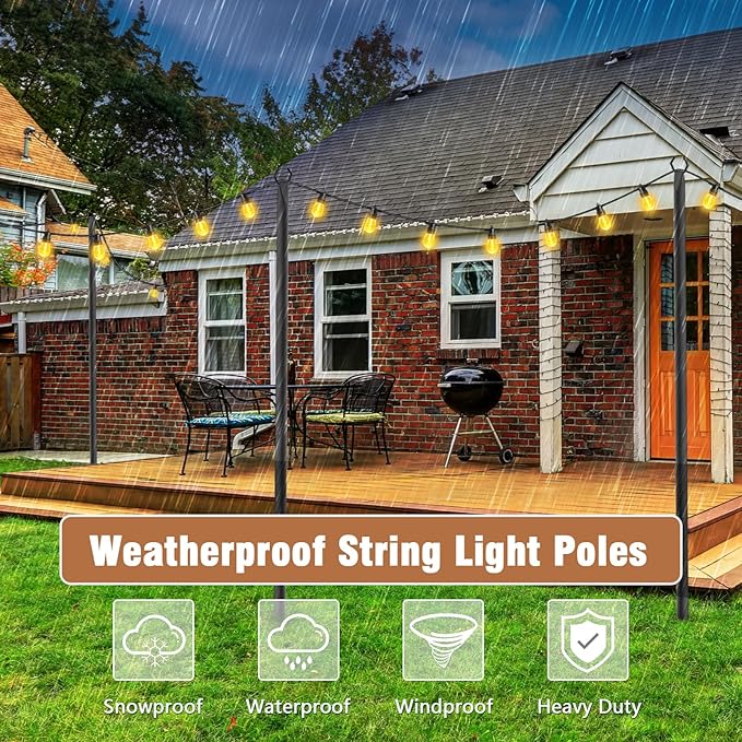 NUERPO 6 Pack String Light Poles, Metal Poles - Image 5