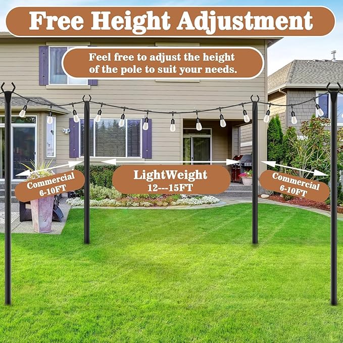 NUERPO 2 Pack String Light Poles, Metal Poles - Image 6
