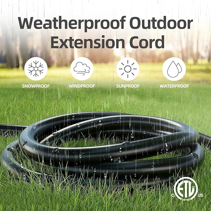 TiFFCOFiO Indoor Outdoor Extension Cord Waterproof, 15 Feet 3 Prong Power Cord - Image 6