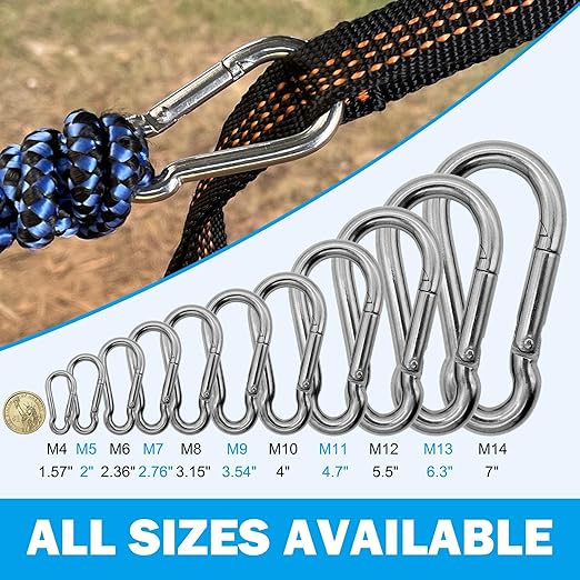 304 Stainless Steel Carabiners -7 inch Heavy Duty, Durable & Rust-Free Clips - Image 5