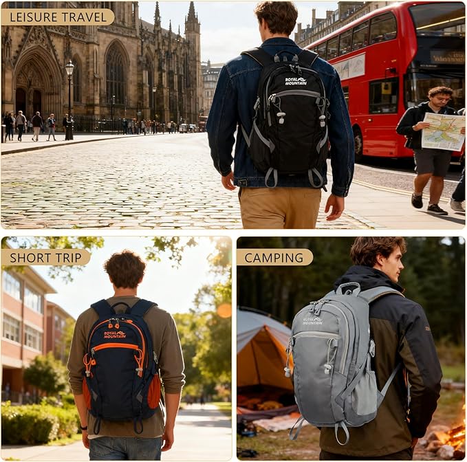 Hiking Backpack With Rain-cover, 30L Travel Backpacks - Image 7