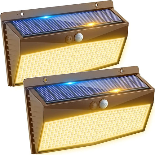 2 Pack 368 LED Solar Lights Outdoor Motion Sensor, Solar Fence Light by Peasur
