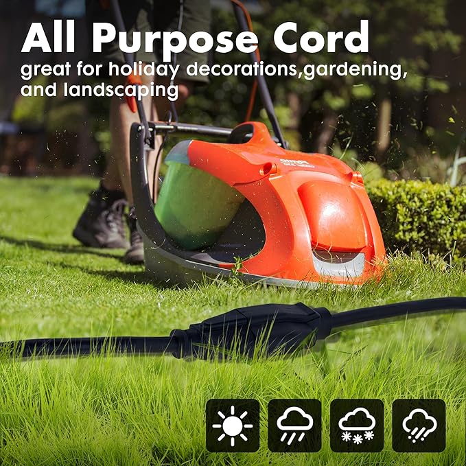 3ft Black Extension Cord Waterproof, UL Listed, 12/3 SJTW Heavy Duty 3 Prong - Image 5