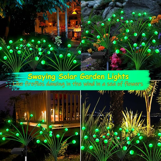 Solar St Patricks Day Lights Outdoor, 6 Pack 48 LED Solar Green Firefly Lights - Image 5