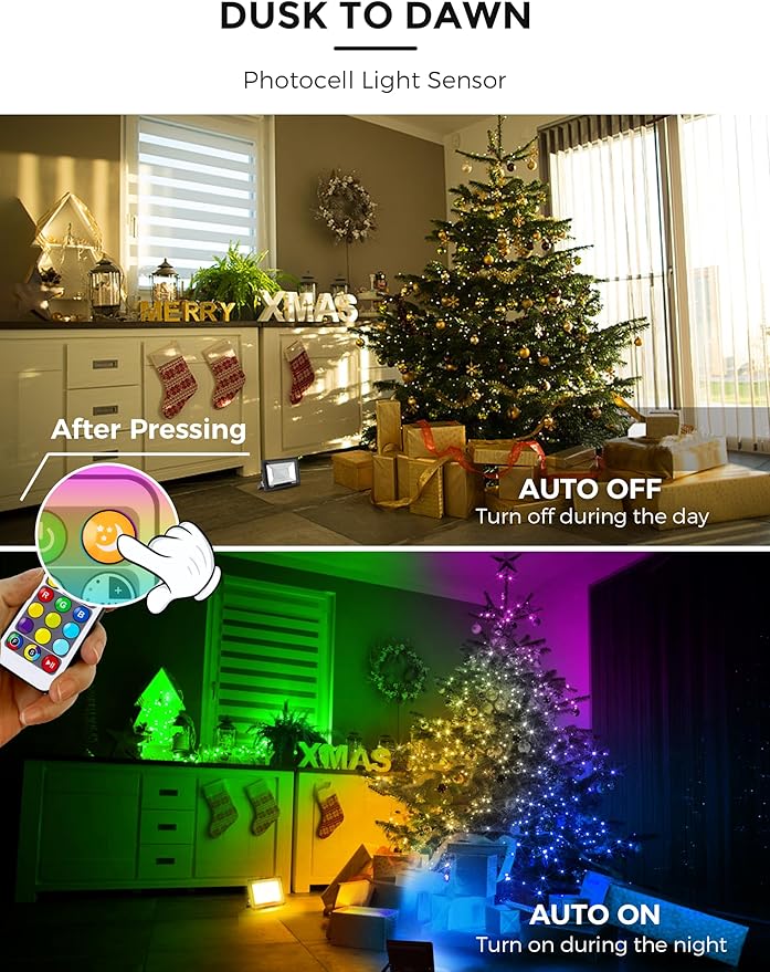 L LOHAS LED RGB LED Flood Light Outdoor, 25W DIY Color Changing Party Lights - Image 2