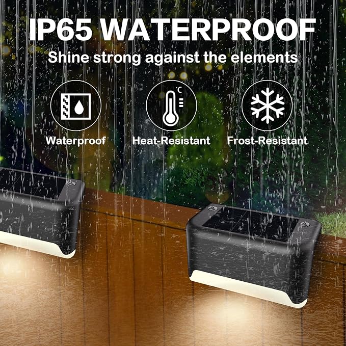 BKBB PPBB Solar Deck Lights Outdoor, Waterproof LED Solar Lights - Image 8