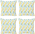 Ambesonne Pineapple Decorative Throw Pillow Case Pack of 4, Tropical Pattern of by Ambesonne