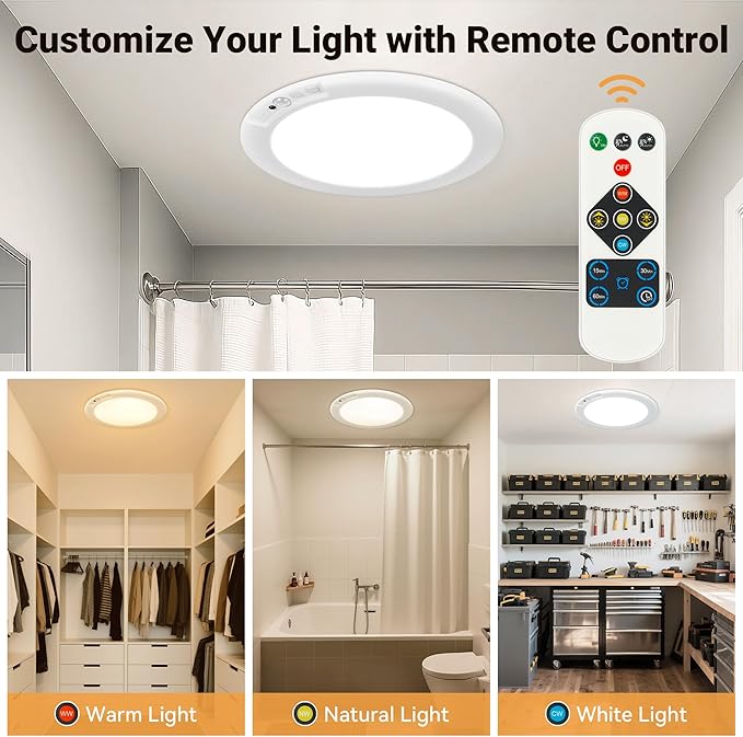 Rechargeable Ceiling Light, No Wiring Battery Operated Ceiling Lights - Image 4