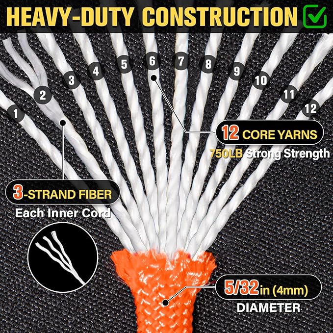 Paracord Rope 750 lb - 100ft 5/32" Parachute Cord 4MM 12-Strand para Cord - - Image 3