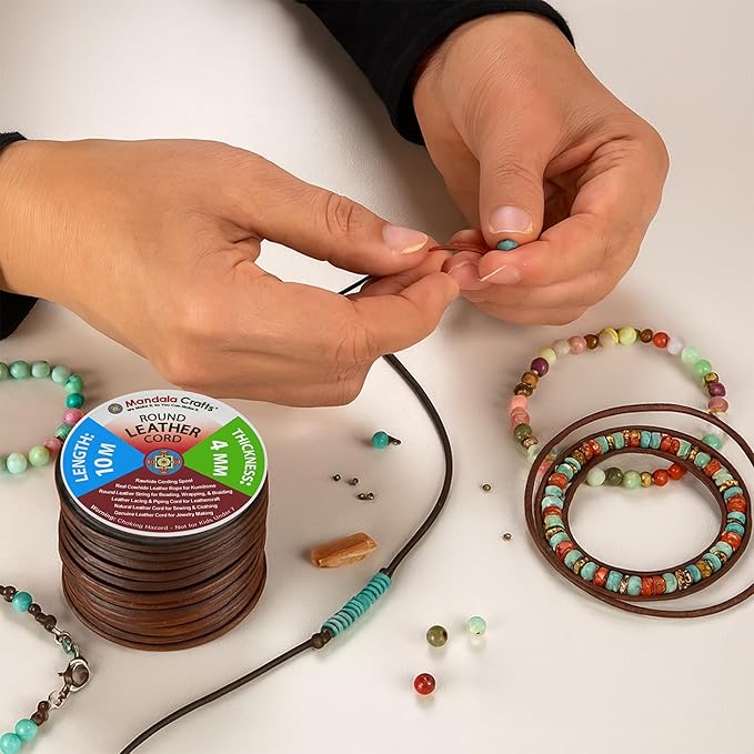 Mandala Crafts Round Genuine Gold Leather Cord - Image 6