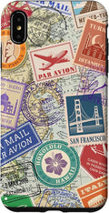 World Map Travel Passport Stamps Postage Stamp Case by Unknown