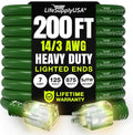 200ft Outdoor/Indoor Extension Cord 14/3 Gauge Heavy Duty 3 Prong SJTW by LifeSupplyUSA