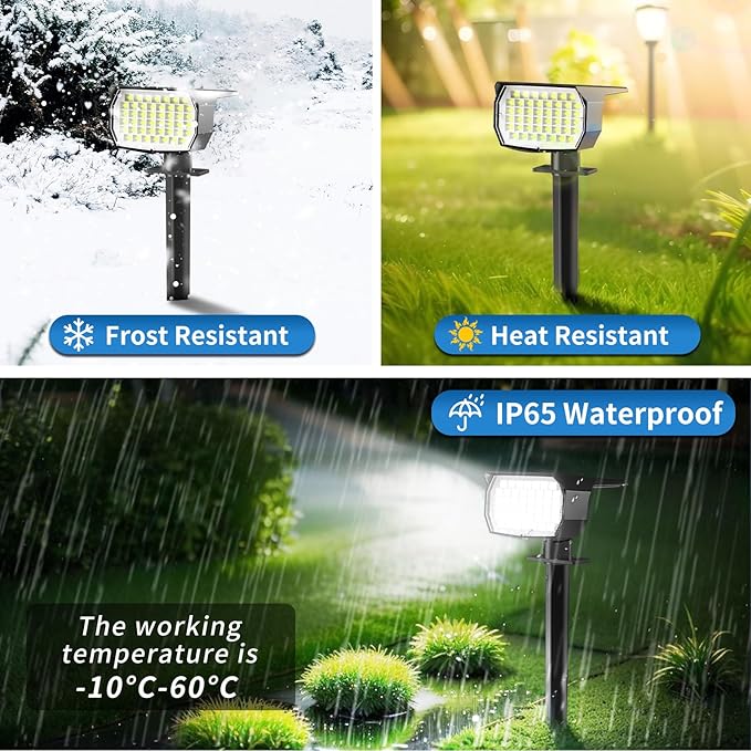 Tadyreal Solar Spot Lights Outdoor 2 Pack, Solar Landscape Spotlights Waterproof - Image 5