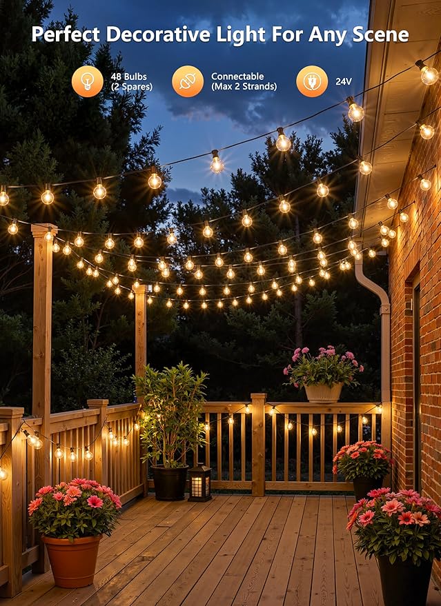 Brightown Outdoor String Lights, 152FT Shatterproof LED Patio Lights - Image 8