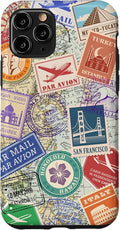 World Map Travel Passport Stamps Postage Stamp Case by Unknown
