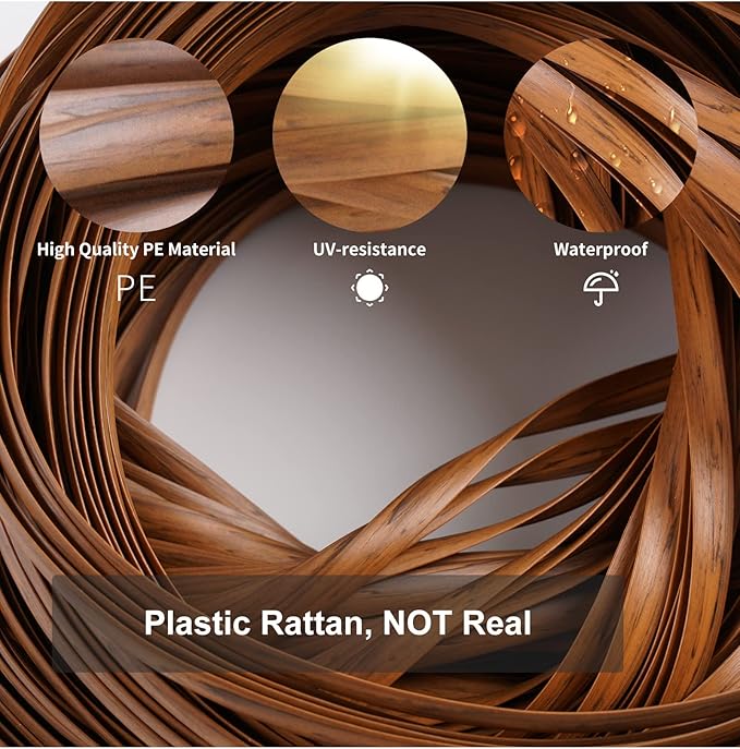 Feyart 32m/105ft 8mm Dark Wood Grain Brown Wicker Repair Kit, PE Rattan Repair - Image 2