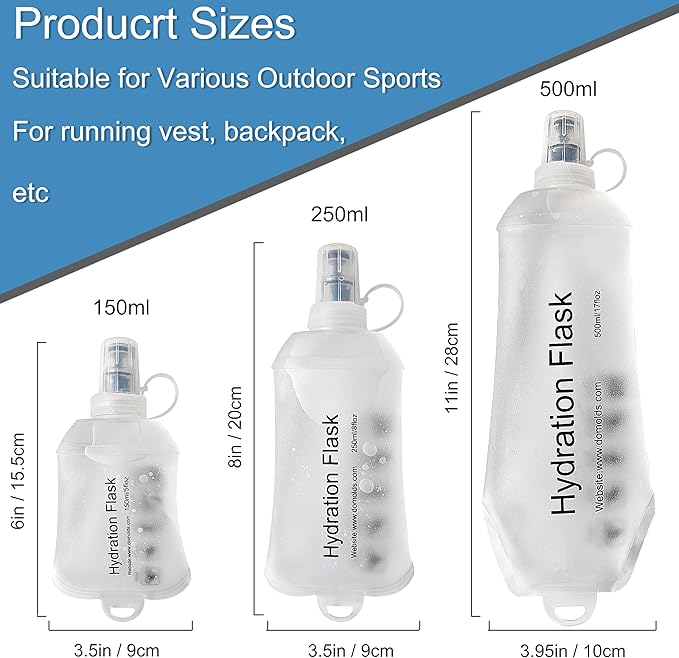 CLINTT 250ml Soft Flask, Foldable Running Water Bottle, TPU Folding Soft Water - Image 2
