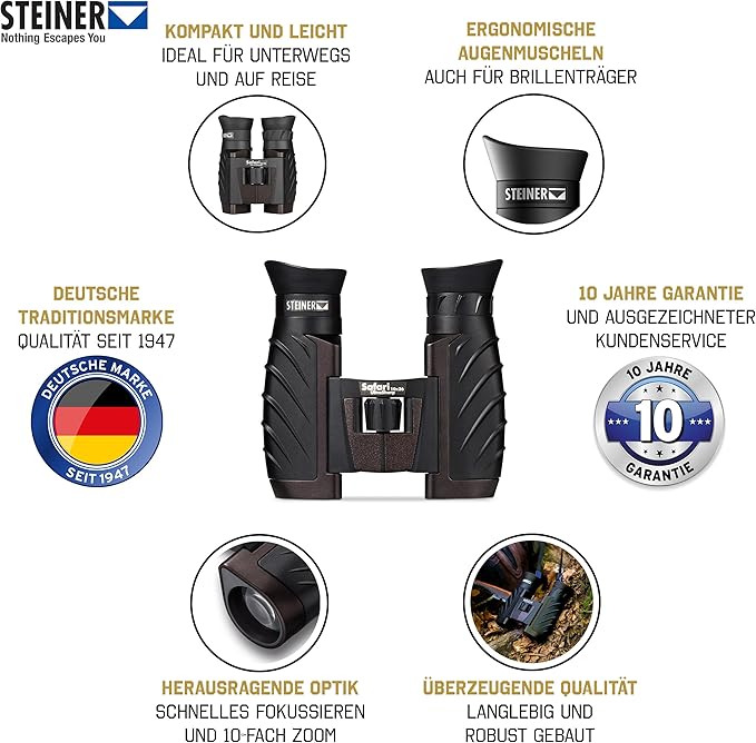 Steiner Safari UltraSharp 10x26 Binoculars, Large Magnification, Waterproof - Image 2