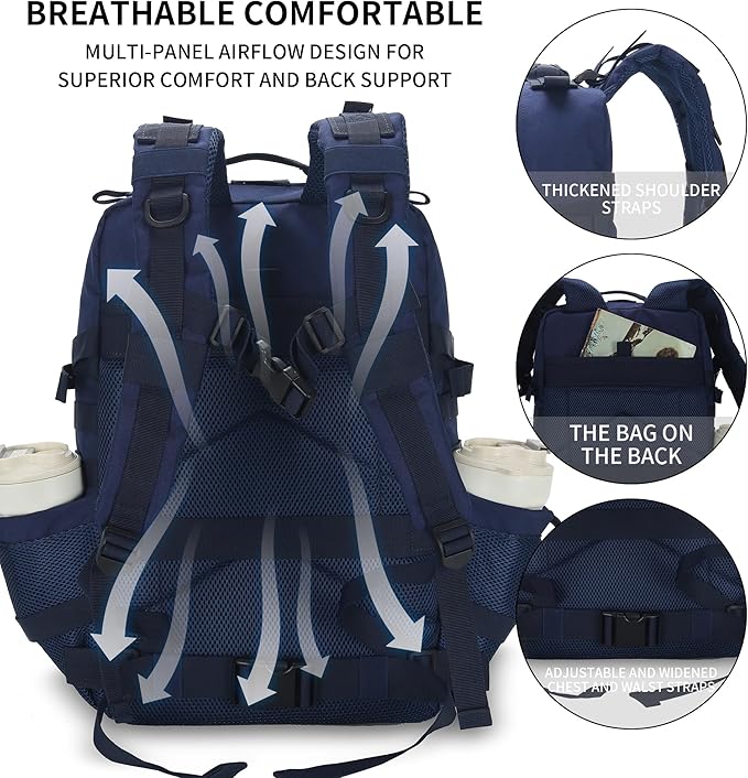 Sparklekle Military Tactical Backpack 45L 3 Day Assault Pack Waterproof Molle - Image 3