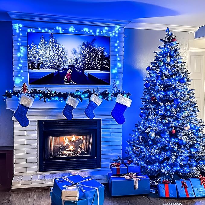 JMEXSUSS 150 LED Blue Christmas Lights Indoor Outdoor, Connectable 59 ft String - Image 4