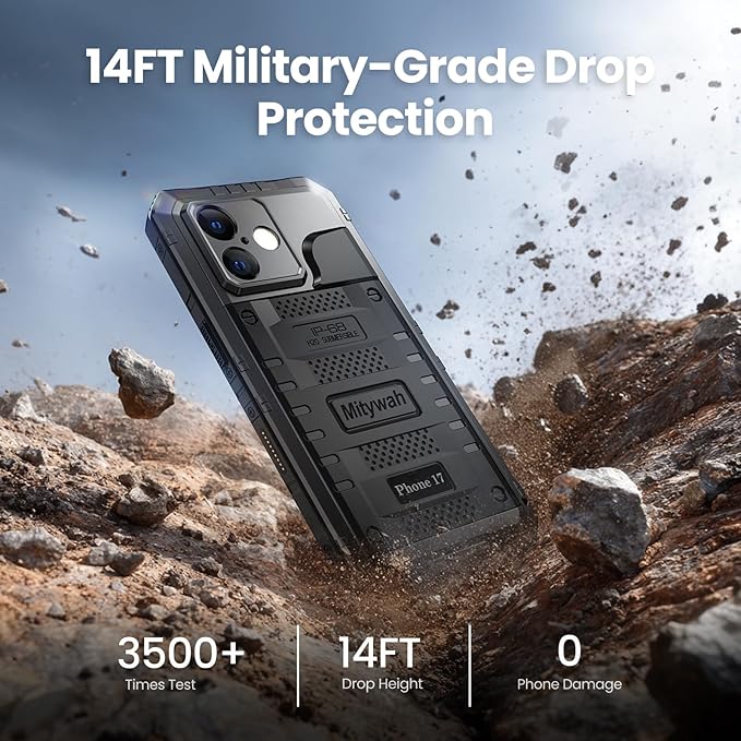 Mitywah Waterproof Case for iPhone 17, Rugged Metal Case - Image 4